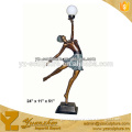 beautiful bronze lamp sculpture of dancing girl for outdoor decoration